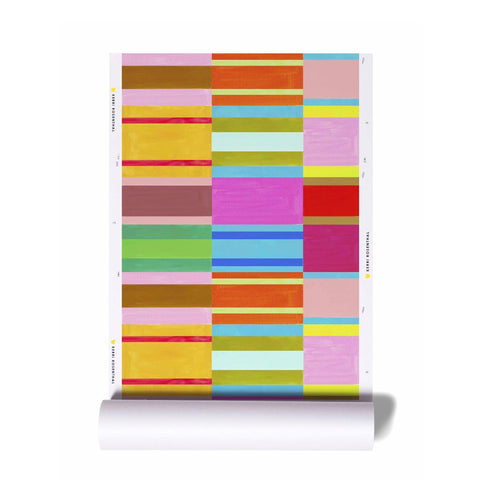 St. Tropez multicolor stripes wallpaper made on standard clay-coated ground by Kerri Rosenthal