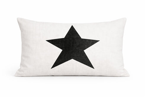 Starry Night natural and black rectangular lumbar decorative cute throw pillow by Kerri Rosenthal