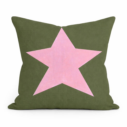Starry colorful decorative throw pillow in finest linen - Cute and modern designer throw pillows by Kerri Rosenthal