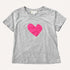 Suke Imperfect Heart heather gray tee in cotton with pink heart artwork - Shop cute women's tees by Kerri Rosenthal