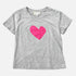 Suke Imperfect Heart heather gray tee in cotton with pink heart artwork - Shop cute women's tees by Kerri Rosenthal