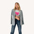 Suke Heart heather gray tee in cotton with pink heart artwork and blazer - Shop cute women's tees by Kerri Rosenthal