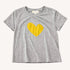 Suke Imperfect Heart heather gray tee in cotton with yellow heart artwork - Shop cute women's tees by Kerri Rosenthal
