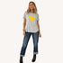 Suke Imperfect Heart heather gray tee in cotton with yellow heart artwork - Shop cute women's tees by Kerri Rosenthal