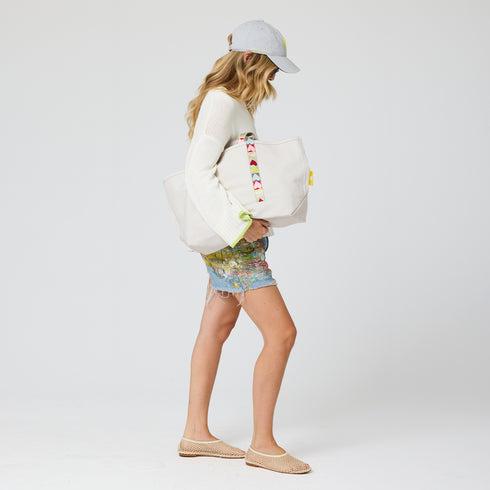 Summer white sweater pullover in silk linen blend with baseball cap hat - Shop women's cute sweaters by Kerri Rosenthal