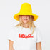 Stylish sunshine yellow sunny daze cotton bucket hat big brim and embroidered details - cute designer bucket caps hats by Kerri Rosenthal