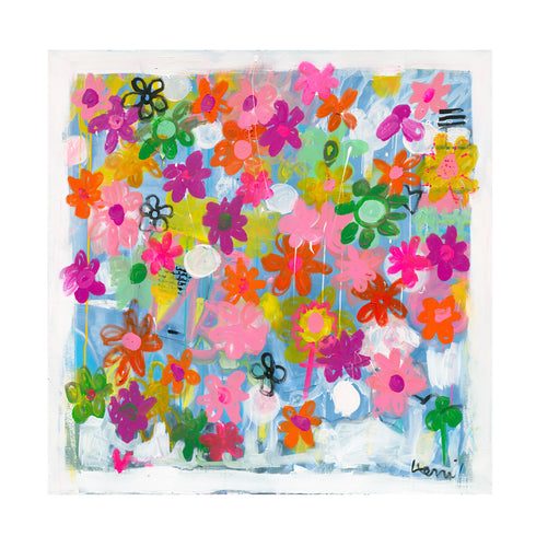 Super bloom multicolor wall art print artwork - Perfect for living room wall artwork by Kerri Rosenthal