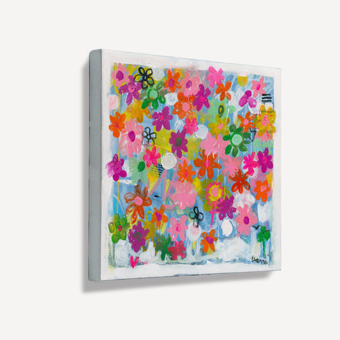 Super bloom multicolor wall art print artwork - Perfect for living room stretched canvas wall artwork by Kerri Rosenthal