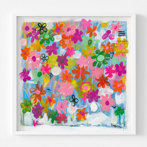 Super bloom multicolor wall art print artwork - Perfect for living room wall artwork by Kerri Rosenthal