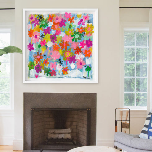 Super bloom multicolor wall art print artwork - Perfect for living room wall frame artwork by Kerri Rosenthal