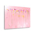 Kerri Rosenthal pink wildflower field abstract painting with colorful blooms on blush background in aluminum frame.