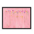 Kerri Rosenthal pink wildflower field abstract painting with colorful blooms on blush background in black frame.