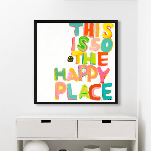 This Is So My Happy Face colorful word art print by Kerri Rosenthal - Unique artwork for living room wall decor