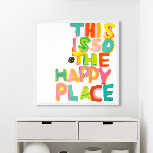 This Is So My Happy Face colorful word art print by Kerri Rosenthal - Unique artwork for living room wall decor