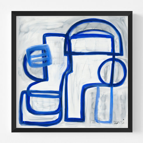 Les Bleus blue grey art print - An original painting inspired home interiors for modern living spaces by Kerri Rosenthal
