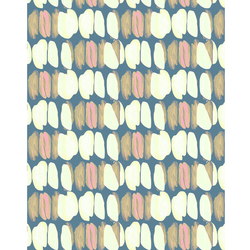 Tulips blue oyster linen fabric - Unique designer fabrics by Kerri Rosenthal
