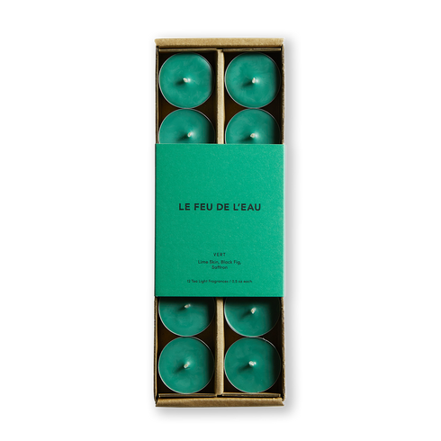 Vert Lime Skin, Black Fig, Saffron scented tea light candles - Le Feu De L'eau