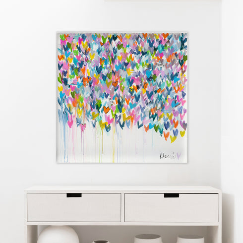 The Happy Yes colorful wall art print - Unique artwork for living room wall decor by Kerri Rosenthal