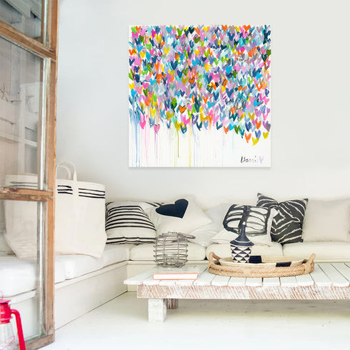 The Happy Yes colorful wall art print - Unique artwork for living room wall decor by Kerri Rosenthal