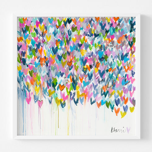 The Happy Yes colorful wall art print - Unique artwork for living room wall decor by Kerri Rosenthal