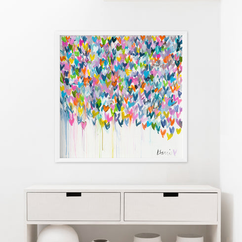 The Happy Yes colorful wall art print - Unique artwork for living room wall decor by Kerri Rosenthal