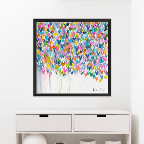 The Happy Yes colorful wall art print - Unique artwork for living room wall decor by Kerri Rosenthal