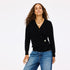 The Jackie button-front black cardigan is made from 100% cashmere with a V-neck and double pockets - Shop cute women’s cardigans by Kerri Rosenthal
