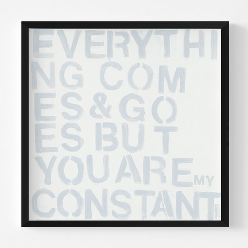 The One white ground with grey word art print by Kerri Rosenthal - Unique artwork for living room wall decor