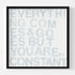 The One white ground with grey word art print by Kerri Rosenthal - Unique artwork for living room wall decor