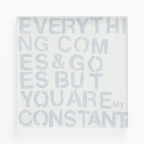 The One white ground with grey word art print by Kerri Rosenthal - Unique artwork for living room wall decor