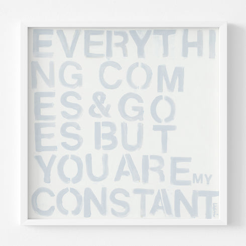 The One white ground with grey word art print by Kerri Rosenthal - Unique artwork for living room wall decor