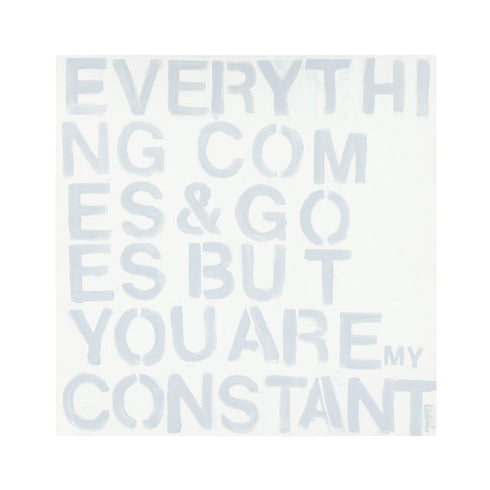 The One white ground with grey word art print by Kerri Rosenthal - Unique artwork for living room wall decor