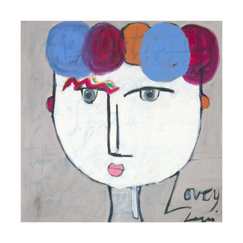 Tiki Lovey Art Print abstract wall artwork by Kerri Rosenthal - fine wall art in a wood frame, perfect for modern home decor.