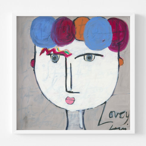 Tiki Lovey Art Print abstract wall artwork by Kerri Rosenthal - fine wall art in a wood frame, perfect for modern home decor.