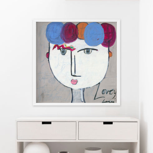 Tiki Lovey Art Print abstract wall artwork by Kerri Rosenthal - fine wall art in a wood frame, perfect for modern home decor.