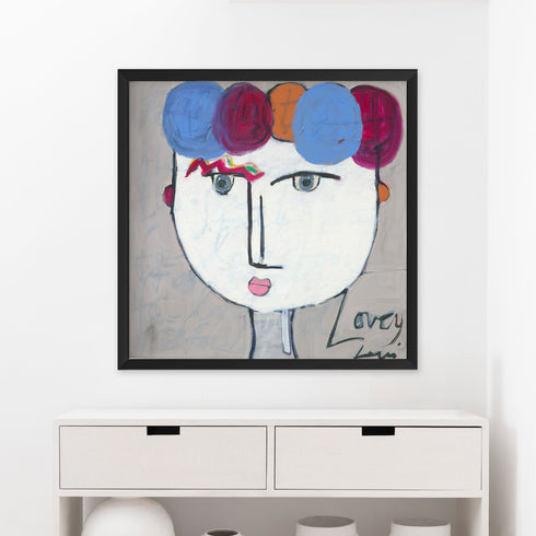 Tiki Lovey Art Print abstract wall artwork by Kerri Rosenthal - fine wall art in a wood frame, perfect for modern home decor.