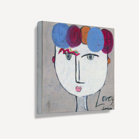 Tiki Lovey Art Print abstract wall artwork by Kerri Rosenthal - fine wall art in a wood frame, perfect for modern home decor.