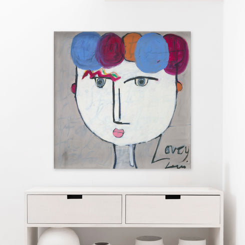 Tiki Lovey Art Print abstract wall artwork by Kerri Rosenthal - fine wall art in a wood frame, perfect for modern home decor.