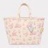 Kerri Rosenthal Toile Tote in cotton canvas with screen-printed toile art and heart charm.