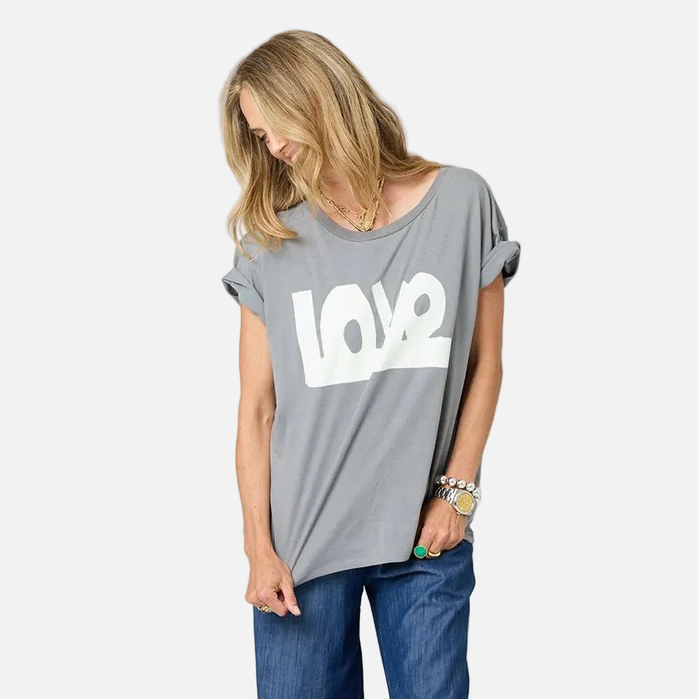 Tommy Love Lines Grey Graphic Tee For Women – KERRI ROSENTHAL