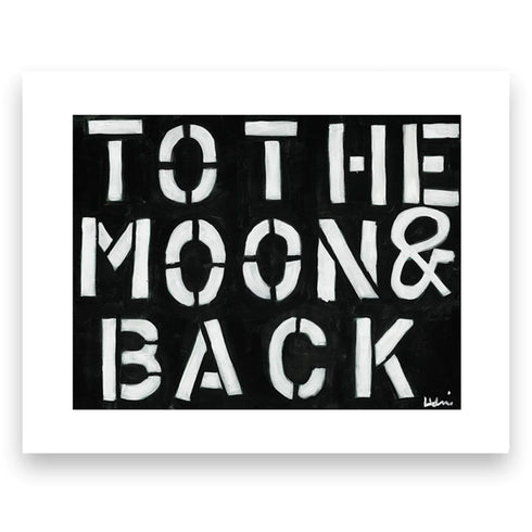 To The Moon & Back Mini Black White Art Print - Modern decor wall art sets by Kerri Rosenthal