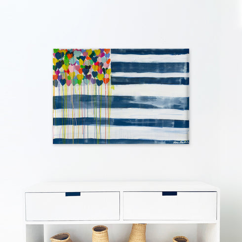United States of love flag art print original modern contemporary wall art by Kerri Rosenthal