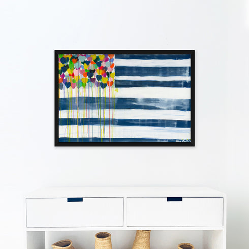 United States of love flag art print original modern contemporary wall art by Kerri Rosenthal