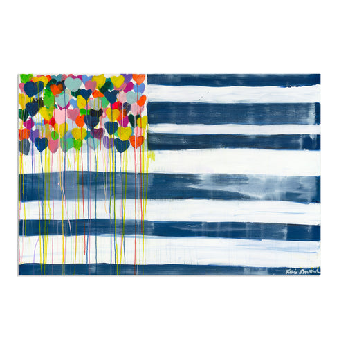 United States of love flag art print original modern contemporary wall art by Kerri Rosenthal