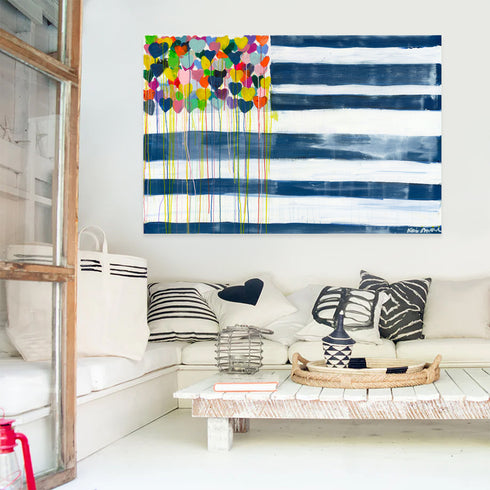 United States of love flag art print original modern contemporary wall art by Kerri Rosenthal