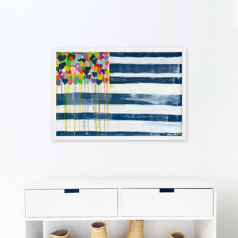 United States of love flag art print original modern contemporary wall art by Kerri Rosenthal