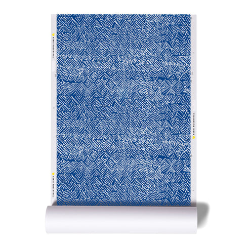 Unique blue and white jayney sapphire trendy modern herringbone wallpaper by Kerri Rosenthal - designer wall paper