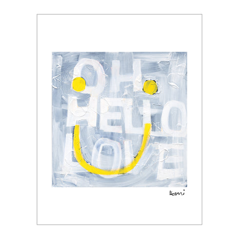 Oh Hello Smiley Mini Grey White Art Print - Modern decor wall art sets by Kerri Rosenthal