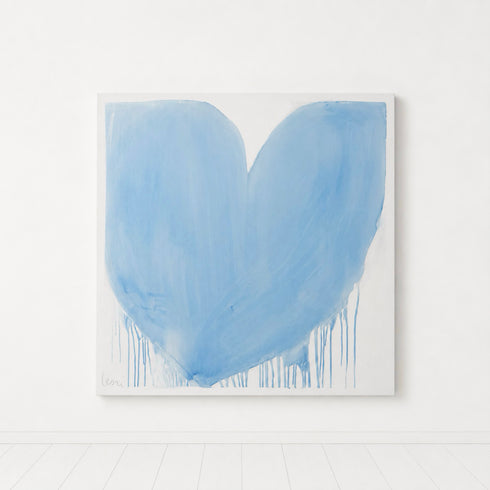 Vintage Blue Original Drippy Heart by Kerri Rosenthal is a soft blue original heart painting with expressive brushwork, texture, and signature drips.