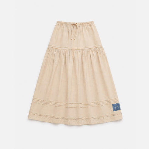 Vacance pintuck beige maxi skirt in 100% cotton - Shop women's cute maxi skirts by Kerri Rosenthal